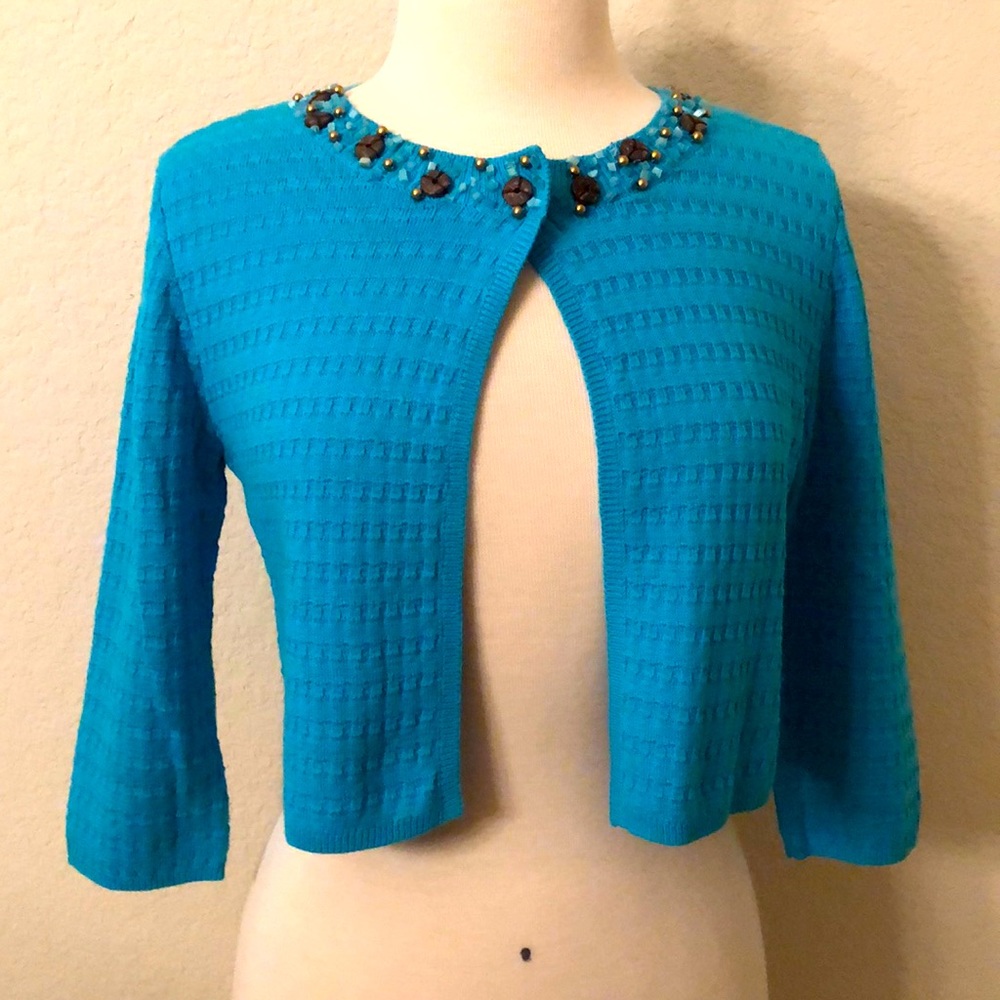 Ruby Road Cropped Embellished Cardigan